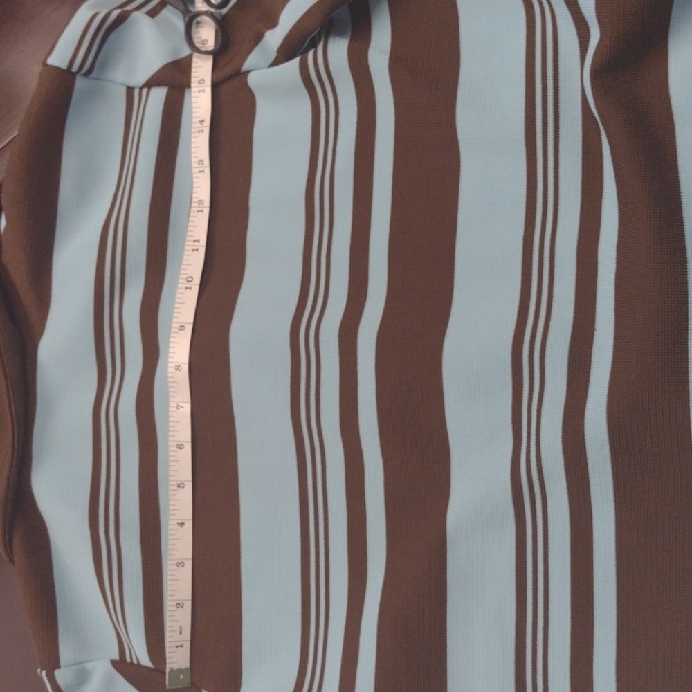 Marberni, 60's Union Made Vintage Elegant Blue/Brown Long Sleeve Dress Size 16 - Picture 15 of 16